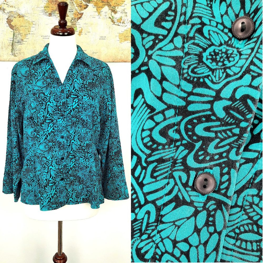 Tianello 90s turquoise button down blouse - excellent condition